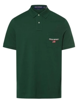 Zdjęcie produktu Polo Sport Męska koszulka polo - klasyczny krój Mężczyźni Bawełna zielony jednolity,