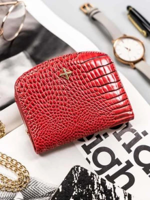 Zdjęcie produktu Portfel-portmonetka damska czerwona ze skóry ekologicznej - Milano Design