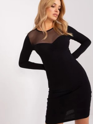 Zdjęcie produktu Prążkowana sukienka z siateczką czarny BASIC FEEL GOOD