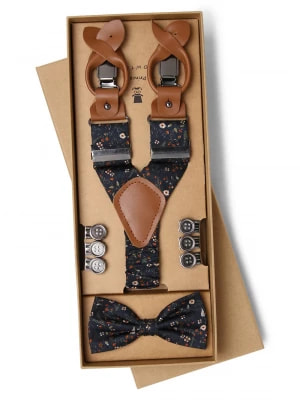 Zdjęcie produktu Prince BOWTIE Zestaw akcesoriów dla mężczyzn z jedwabiu Mężczyźni Jedwab niebieski wzorzysty,