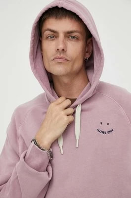 Zdjęcie produktu PS Paul Smith bluza bawełniana męska kolor różowy z kapturem z aplikacją