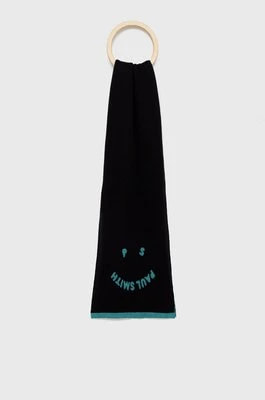 Zdjęcie produktu PS Paul Smith szalik z domieszką wełny kolor czarny wzorzysty