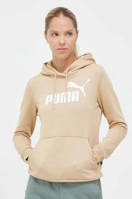 Zdjęcie produktu Puma bluza damska kolor beżowy z kapturem z nadrukiem