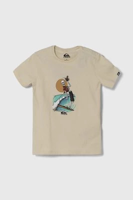 Zdjęcie produktu Quiksilver t-shirt bawełniany dziecięcy NEVERENDINGSURF kolor beżowy z nadrukiem