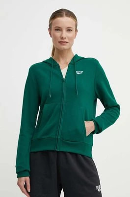 Zdjęcie produktu Reebok bluza damska kolor zielony z kapturem gładka 100075936