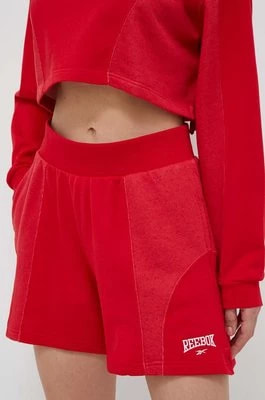 Zdjęcie produktu Reebok Classic szorty bawełniane kolor czerwony z aplikacją high waist