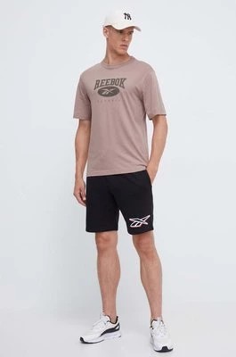 Zdjęcie produktu Reebok Classic t-shirt bawełniany kolor brązowy z nadrukiem