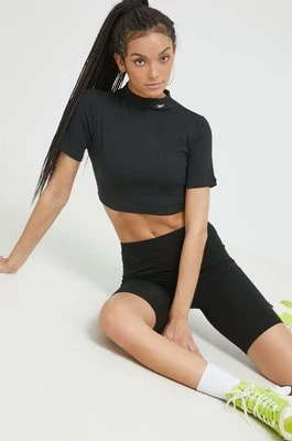 Zdjęcie produktu Reebok Classic t-shirt damski kolor czarny z półgolfem