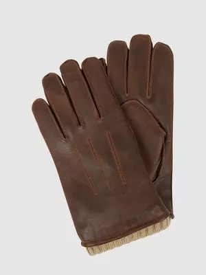 Zdjęcie produktu Rękawiczki skórzane ze ściągaczami z dzianiny model ‘Wilson’ Pearlwood