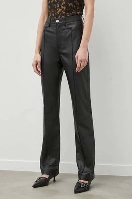 Zdjęcie produktu Remain spodnie skórzane damskie kolor czarny proste high waist