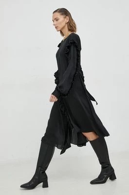 Zdjęcie produktu Remain sukienka kolor czarny midi rozkloszowana