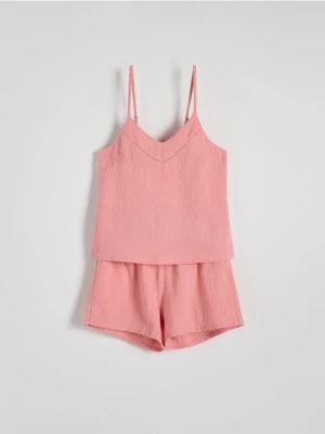 Zdjęcie produktu Reserved - Dwuczęściowa piżama z muślinu - różowy