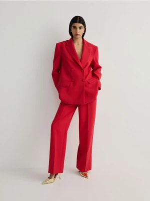 Zdjęcie produktu Reserved - Spodnie w kant z wiskozą - czerwony