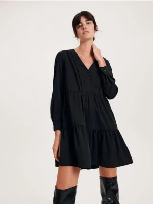 Zdjęcie produktu Reserved - Sukienka mini z falbanami - czarny