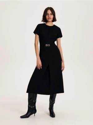 Zdjęcie produktu Reserved - Sukienka z ozdobnym paskiem - czarny