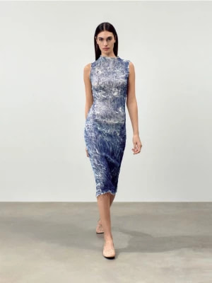 Zdjęcie produktu Reserved - Sukienka ze strukturalnej tkaniny - niebieski