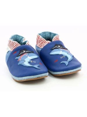 Zdjęcie produktu Robeez Skórzane buty "Pirate Shark" w kolorze niebiesko-czerwonym do raczkowania rozmiar: 18