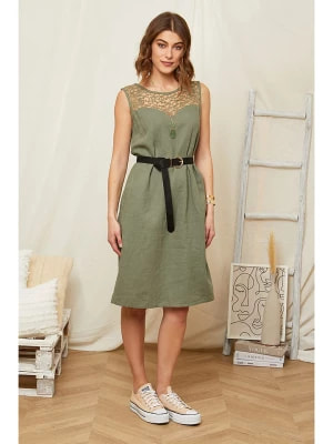Zdjęcie produktu Rodier Lin Lniana sukienka w kolorze oliwkowym rozmiar: S/M