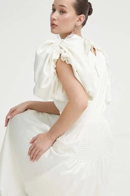 Zdjęcie produktu Rotate sukienka ślubna Satin Puff kolor beżowy midi rozkloszowana 112106857