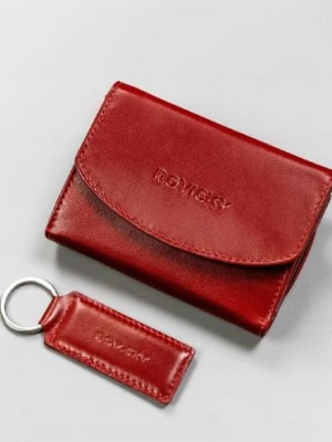 Zdjęcie produktu Rovicky  zestaw prezentowy: skórzany portfel damski i brelok czerwony