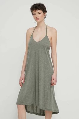 Zdjęcie produktu Roxy sukienka z domieszką lnu kolor zielony mini prosta ERJX603390