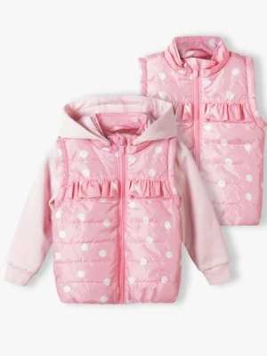 Zdjęcie produktu Różowa kurtka przejściowa dla niemowlaka z kapturem 2w1 5.10.15.