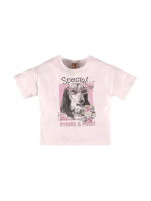 Zdjęcie produktu Różowy bawełniana t-shirt dziewczęcy z nadrukiem Up Baby