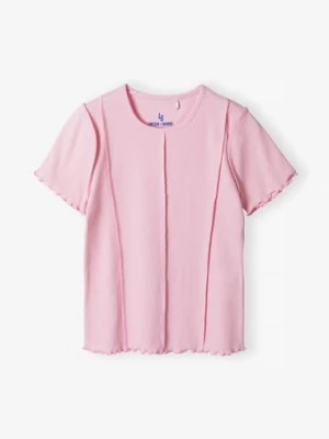 Zdjęcie produktu Różowy dopasowany t-shirt dziewczęcy w prążki - Lincoln&Sharks Lincoln & Sharks by 5.10.15.
