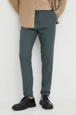 Zdjęcie produktu Samsoe Samsoe spodnie z domieszką wełny męskie kolor zielony dopasowane