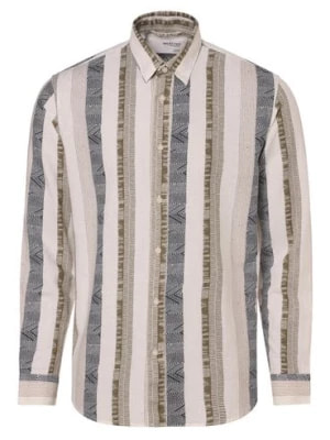 Zdjęcie produktu Selected Koszula męska z zawartością lnu - SLHRegnew Mężczyźni Regular Fit Bawełna biały|niebieski|zielony wzorzysty,