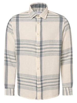 Zdjęcie produktu Selected Koszula męska z zawartością lnu - SLHRelax-Callum Mężczyźni Regular Fit Bawełna beżowy|niebieski w kratkę,