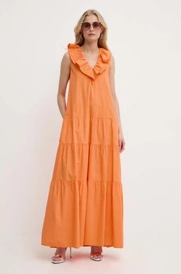 Zdjęcie produktu Silvian Heach sukienka bawełniana kolor pomarańczowy maxi rozkloszowana