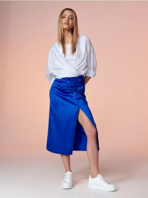 Zdjęcie produktu Sinsay - Spódnica midi z rozcięciem - niebieski