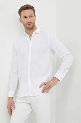 Zdjęcie produktu Sisley koszula bawełniana męska kolor biały slim z kołnierzykiem klasycznym