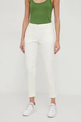 Zdjęcie produktu Sisley spodnie damskie kolor beżowy dopasowane medium waist