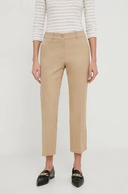 Zdjęcie produktu Sisley spodnie damskie kolor beżowy proste medium waist
