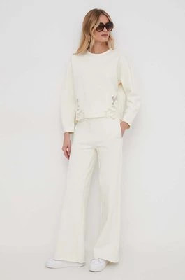Zdjęcie produktu Sisley spodnie dresowe bawełniane kolor beżowy gładkie