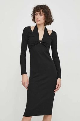 Zdjęcie produktu Sisley sukienka kolor czarny midi dopasowana