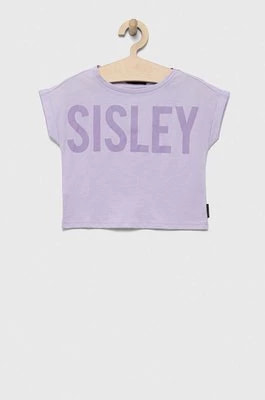 Zdjęcie produktu Sisley t-shirt bawełniany dziecięcy kolor fioletowy