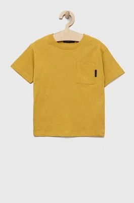Zdjęcie produktu Sisley t-shirt bawełniany dziecięcy kolor żółty z nadrukiem