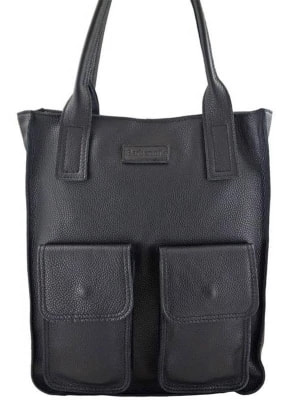 Zdjęcie produktu Skórzana włoska torby shopper bag do pracy Czarna Merg