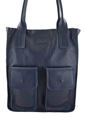 Zdjęcie produktu Skórzana włoska torby shopper bag do pracy - Granatowa Merg