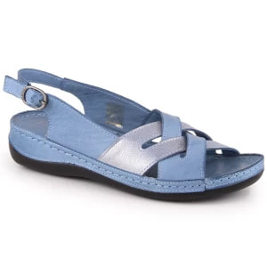 Zdjęcie produktu Skórzane sandały damskie płaskie niebieskie T.Sokolski L22-521
