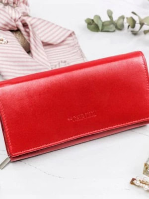 Zdjęcie produktu Skórzany portfel damski w orientacji poziomej na zatrzask — Rovicky