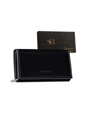 Zdjęcie produktu Skórzany portfel damski z klapą — Rovicky czarny