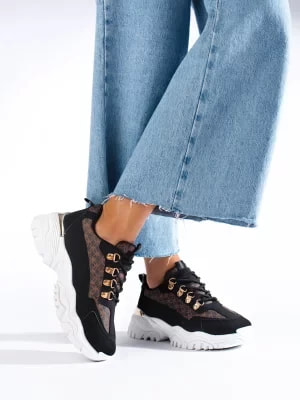 Zdjęcie produktu Sneakersy damskie czarne ze wzorem Shelvt
