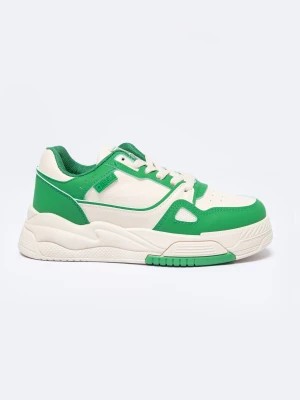 Zdjęcie produktu Sneakersy damskie sportowe beżowe z zielonymi wstawkami NN274671 801 BIG STAR
