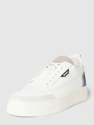 Zdjęcie produktu Sneakersy skórzane z obszyciem w kontrastowym kolorze i detalem z logo Antony Morato