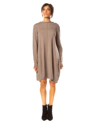 Zdjęcie produktu So Cachemire Sukienka dzianinowa "Romane" w kolorze szarobrązowym rozmiar: XL