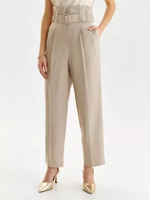 Zdjęcie produktu Spodnie damskie z wysokim stanem i paskiem MESHEME